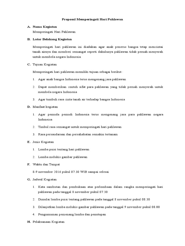 Proposal Memperingati Hari Pahlawan