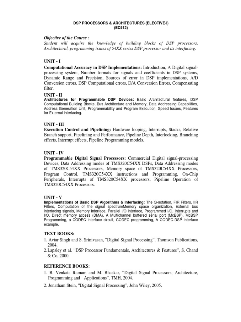 An Introduction to Digital Signal Processor Architectures, Programming ...
