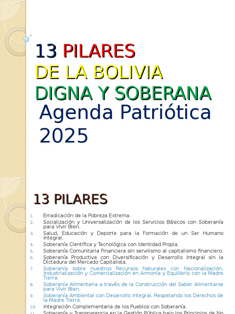 Agenda Patriotica 2025 | Bolivia | Tourism