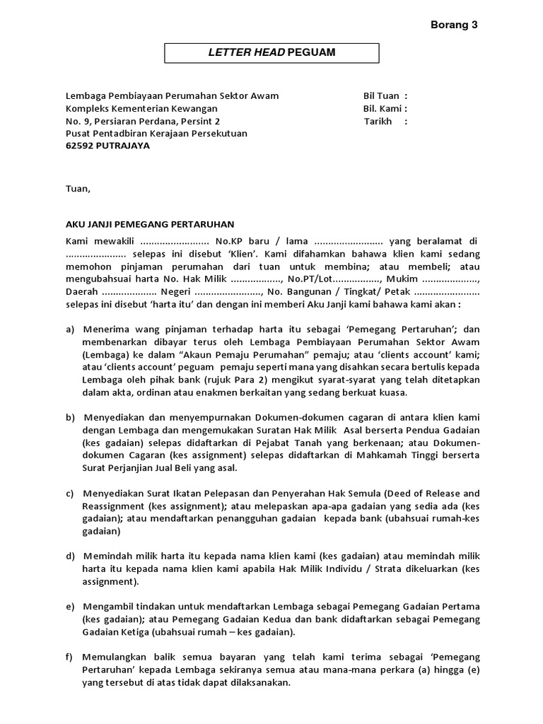 Borang 3 Pemegang Pertaruhan Pdf