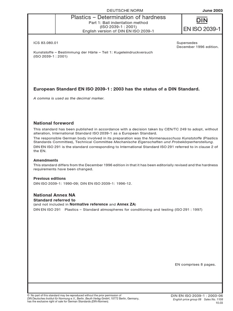 DIN EN 53381-1 Essais sur les plastiques - Détermination de la