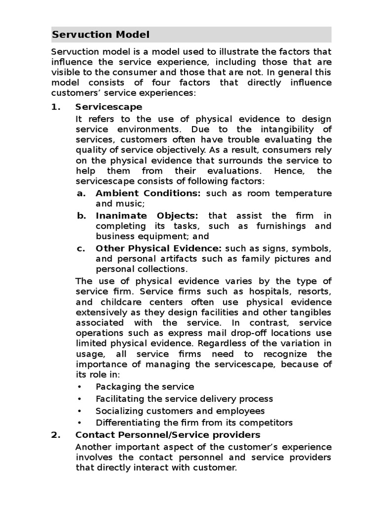 Understanding the Servuction Model | PDF | Business | Economies