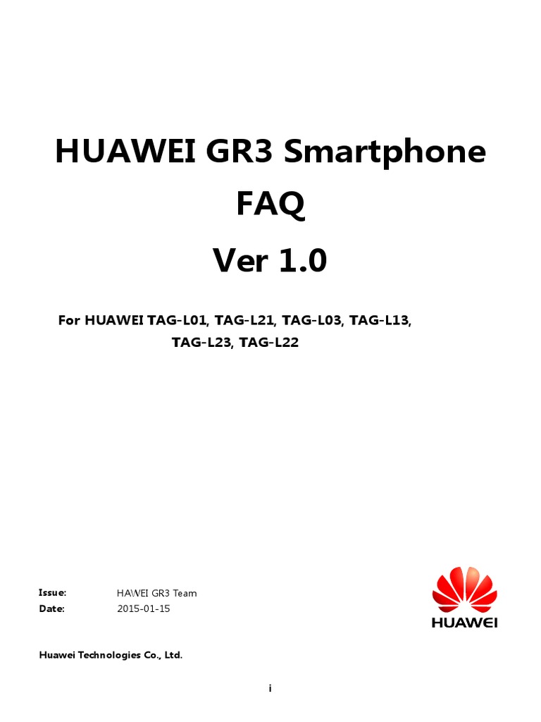 Huawei GR3 Faq V1.0 20160115 PDF Battery Charger Subscriber