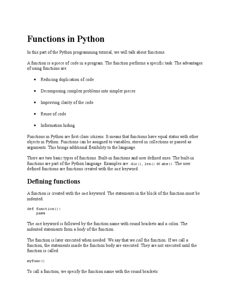 Python Functions | PDF | Anonymous Function | Parameter (Computer ...