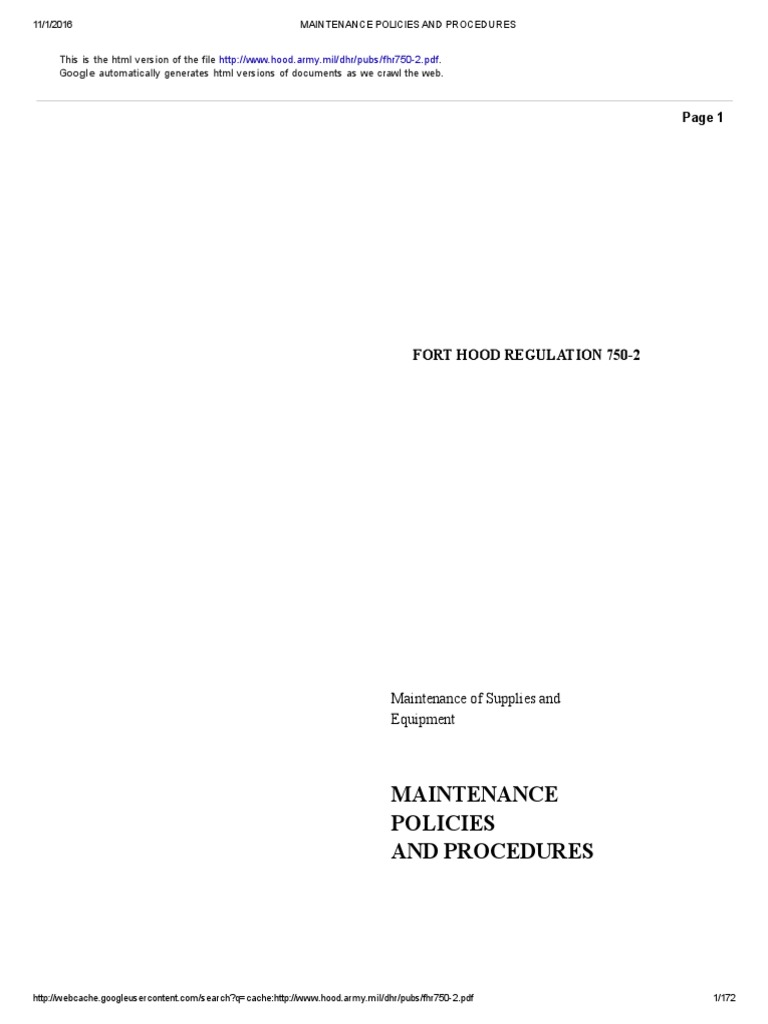 Army Maintenance Policies Overview | PDF | United States Army | Command ...