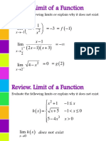Review. Limit of A Function: Evaluate The Following Limits or Explain Why It Does Not Exist