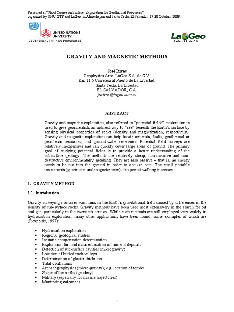 Gravity and Magnetic Methods PDF | PDF | Magnetometer | Magnetic Field
