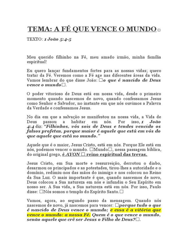 Fé Vitoriosa: Como Vencer o Mundo | PDF | Fé | Jesus, image size:768x1024