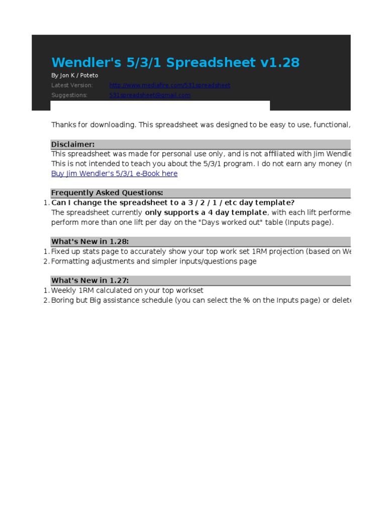 Wendler 5 3 1 V128 By Potetoxlsx Spreadsheet Recreation