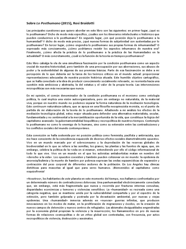 Sobre Lo Posthumano - Rosi Braidotti | PDF | Epistemología | Science