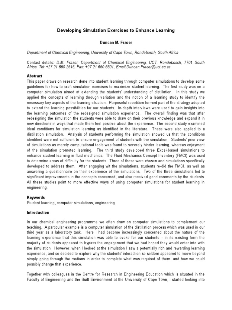 Developing Simulation Exercises | PDF | Simulation | Learning
