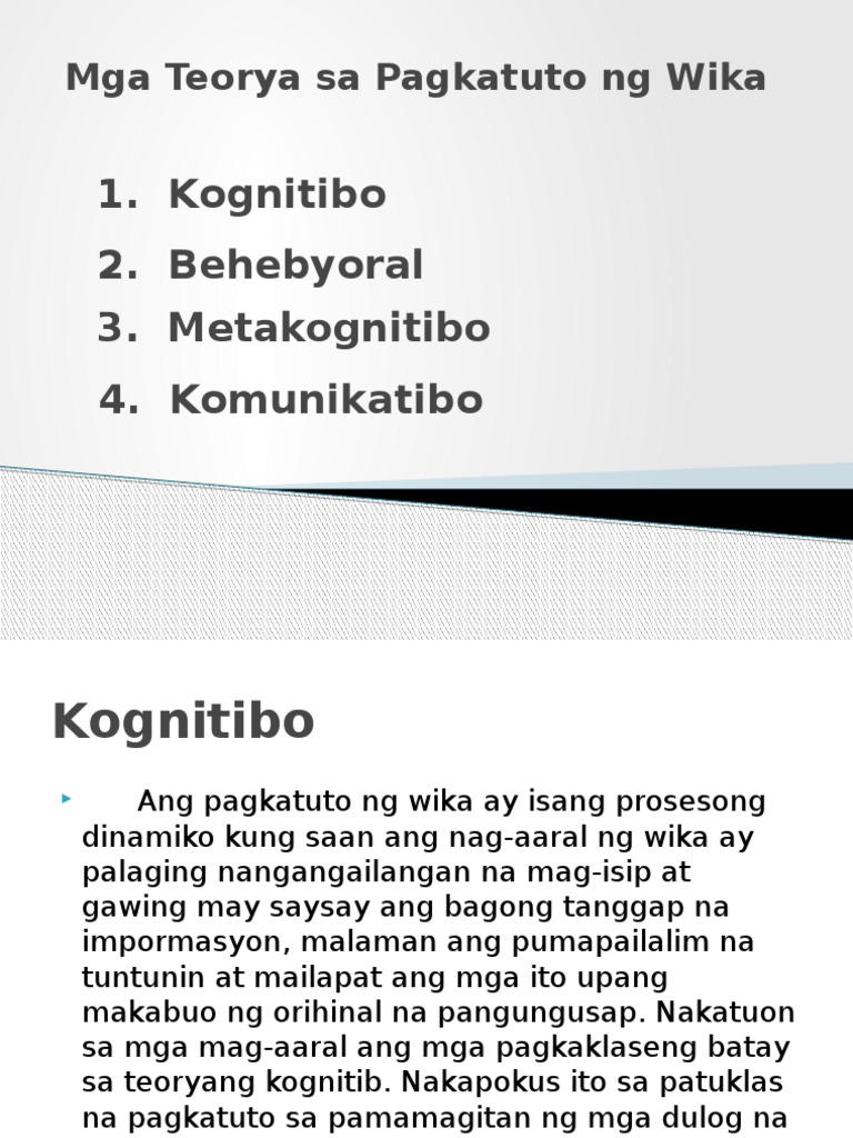 Mga Teorya Sa Pagtatamo At Pagkatuto Ng Wika - Mobile Legends