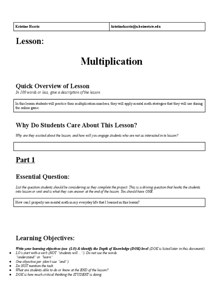 Lessonplantemplate Adapted Master | PDF | Educational Assessment ...