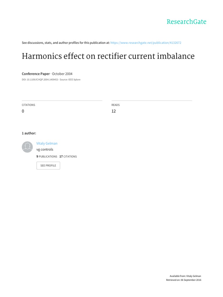 Harmonics Effect On Rectifier Current Imbalance Rev1 PDF Rectifier