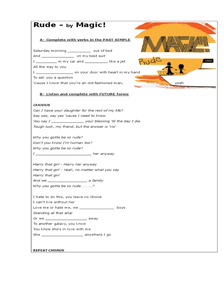 Rude Magic! With Verbs in The PAST SIMPLE PDF