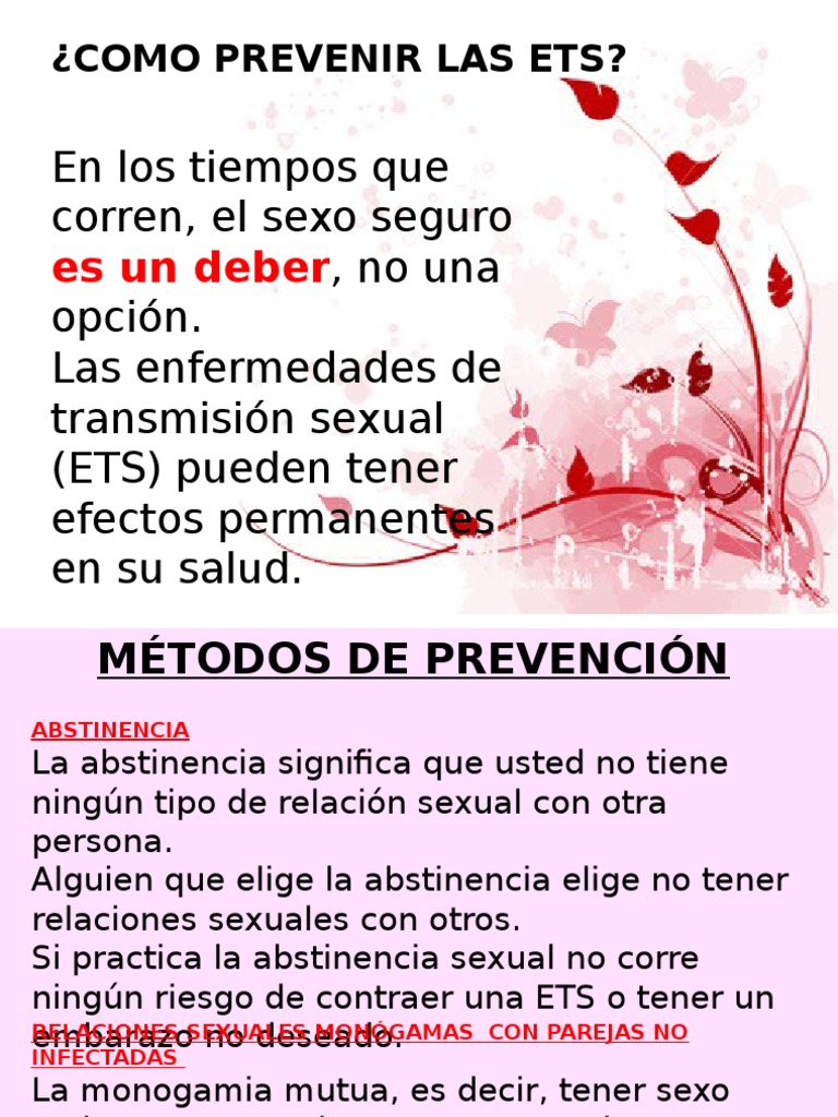 Prevencion Ets | PDF | Sexo seguro | Infección transmitida sexualmente