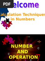 Calculation Techniques in Numbers