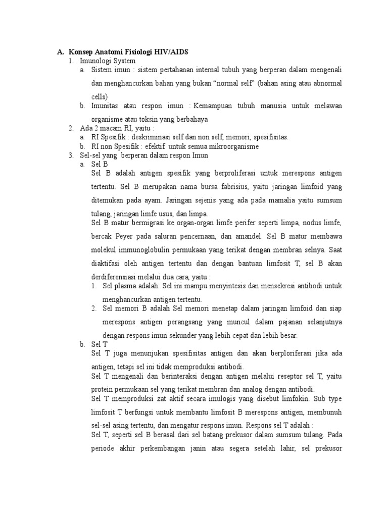 Anatomi Fisiologi Sistem Imun HIV/AIDS | PDF