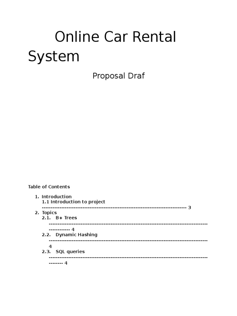 Online Car Rental System Proposal | PDF