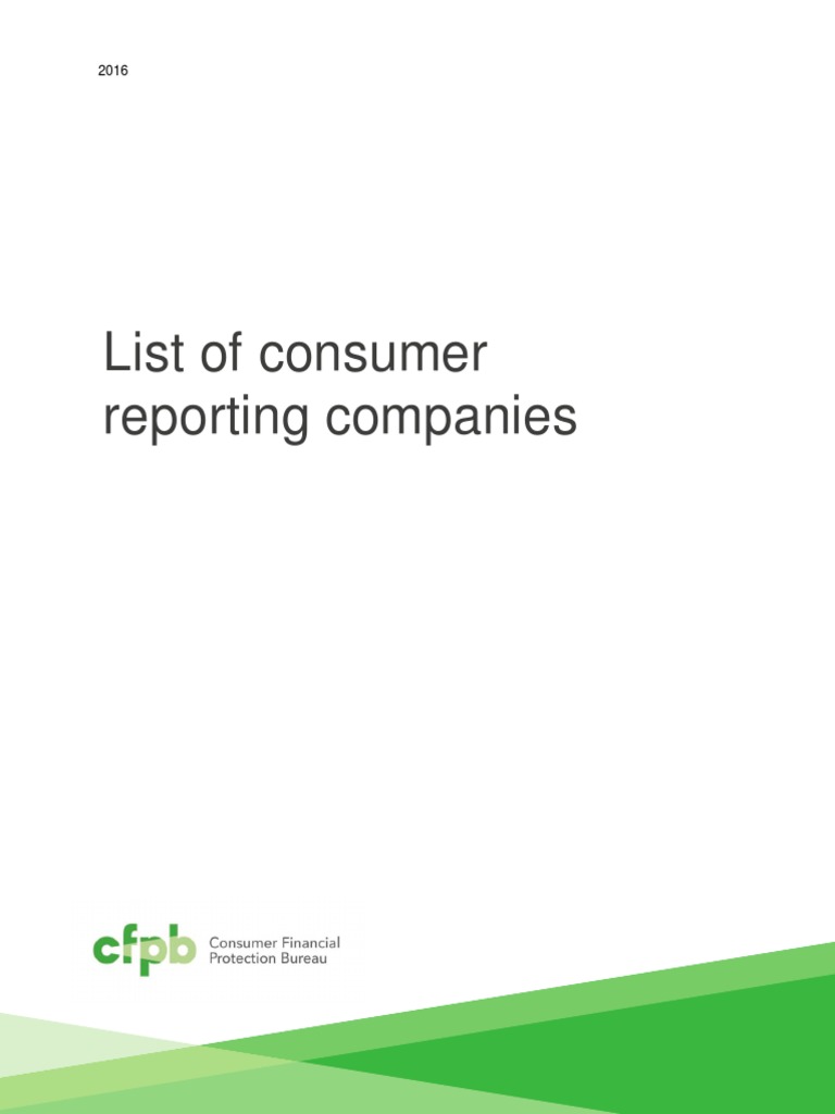List of Consumer Reporting Companies | PDF | Core Logic | Credit History