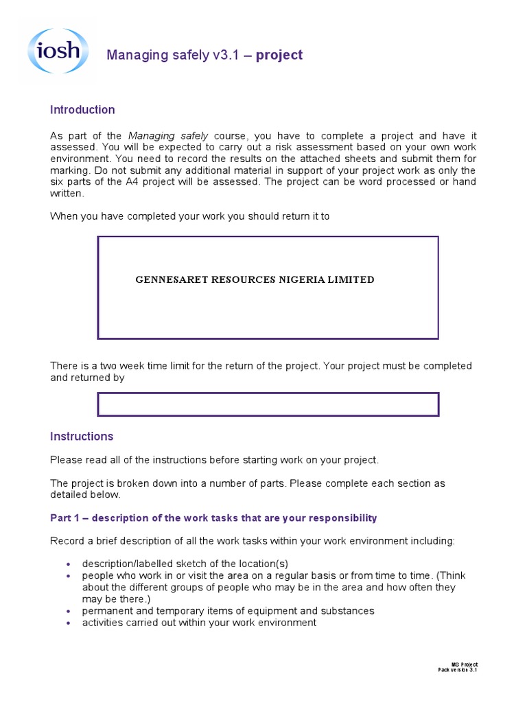 Managing Safely Project Risk Assessment Guide | PDF | Anchor | Ships