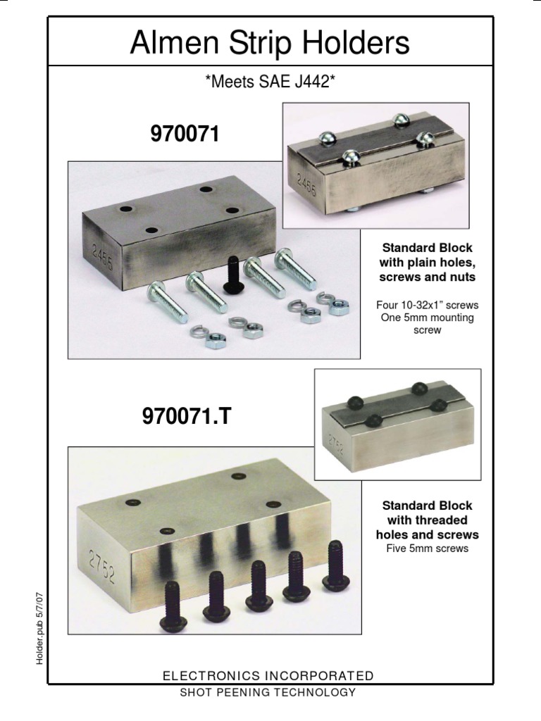 Almen Strip Holders for Shot Peening | PDF | Technology & Engineering