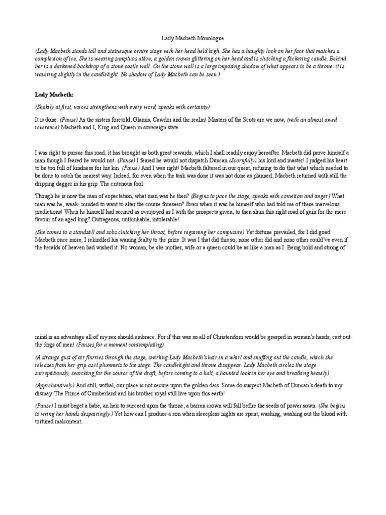 Lady Macbeth Monologue.docx | Editing | Macbeth