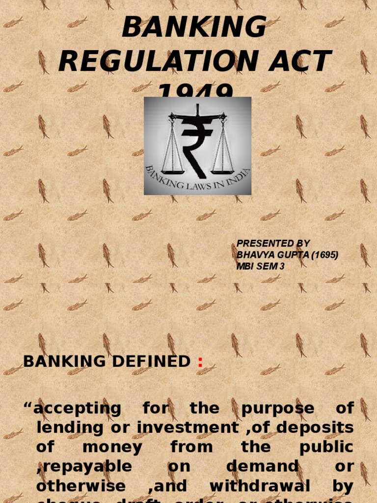 Banking Regulation Act 1949 PDF Banks Loans