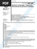 NBR 06999 - Aluminio e Ligas - Tolerancias de Laminados PDF