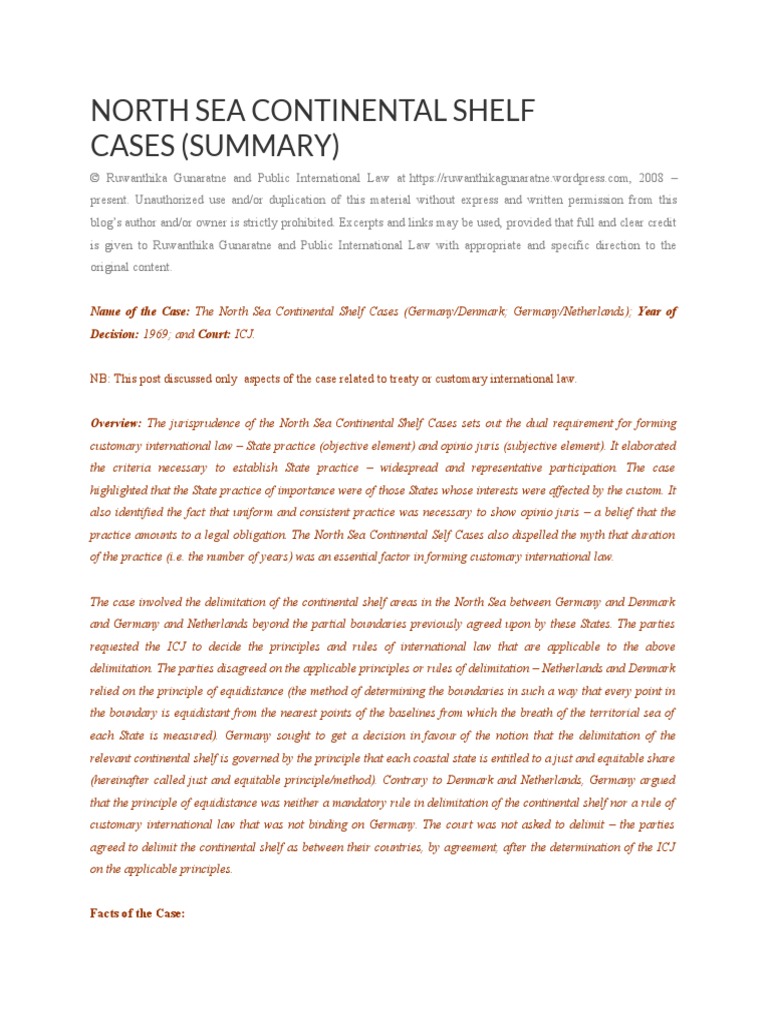 North Sea Continental Shelf Cases PDF Treaty Legal Concepts