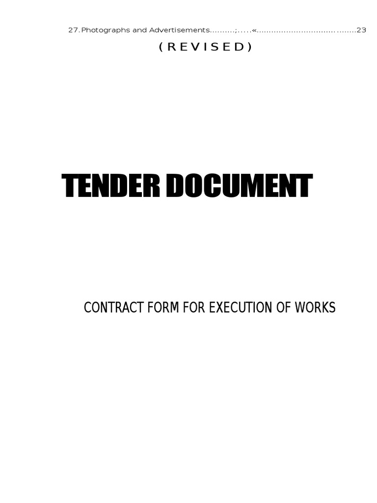 Tender Document: Contract Form For Execution of Works | PDF | Taxes ...