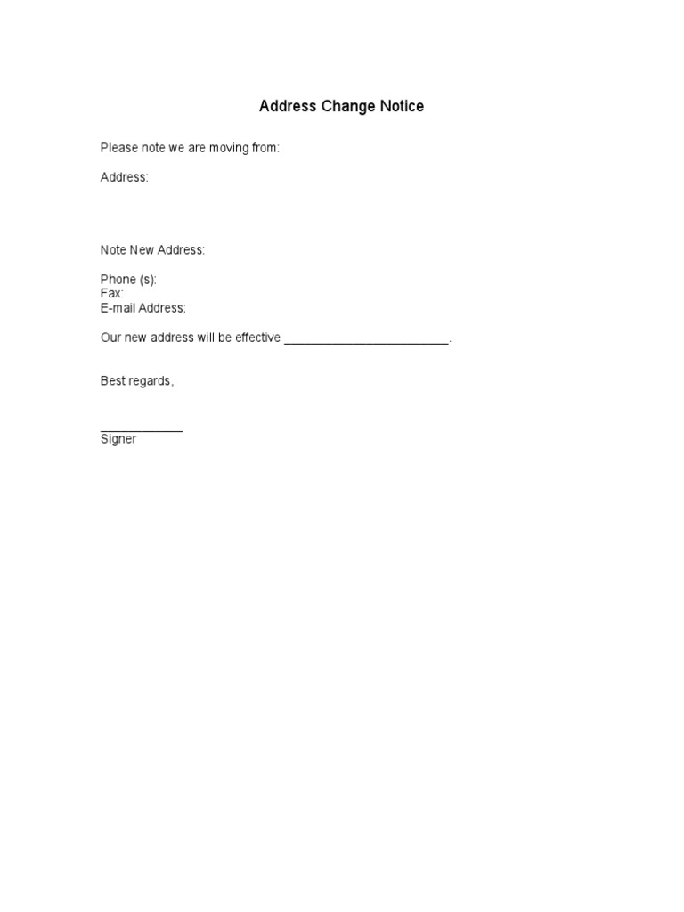 Address Change Notice | PDF