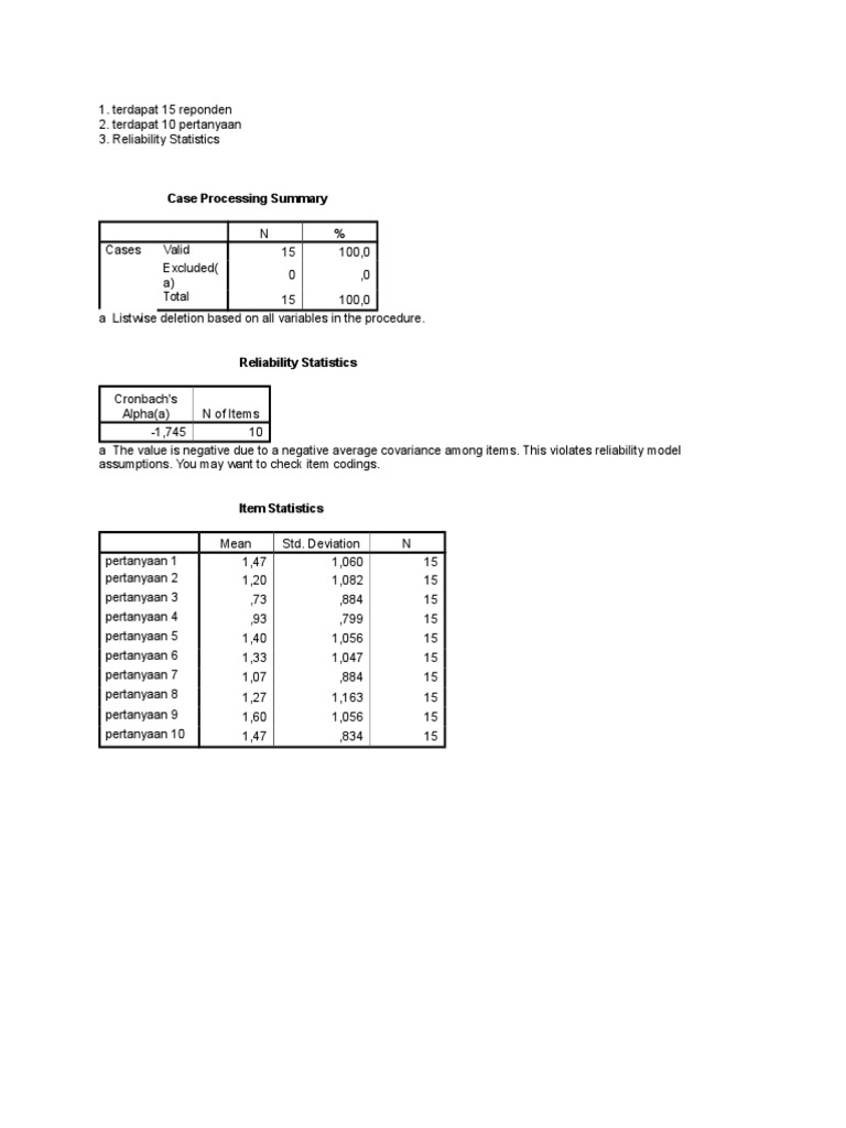 Reliability Analysis of Survey Questions | PDF | Technology & Engineering