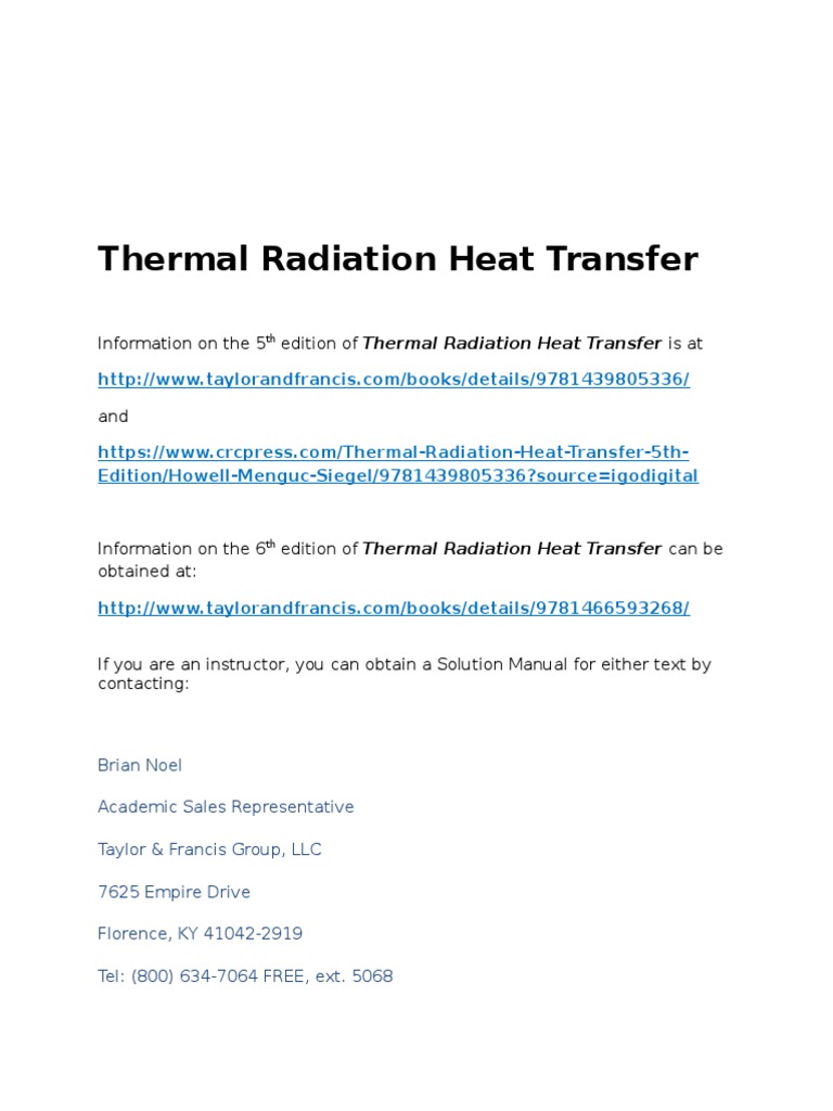 Thermal Radiation Heat Transfer Editions | PDF | Branches Of ...