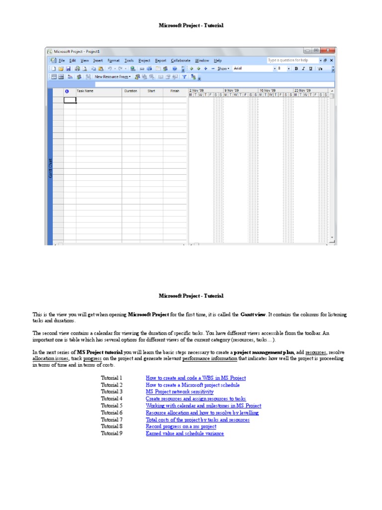 Microsoft project tutorial pdf