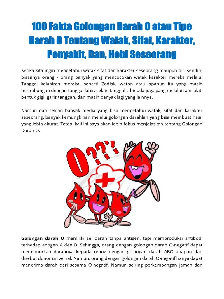E Book 100 Fakta Golongan Darah O Pdf