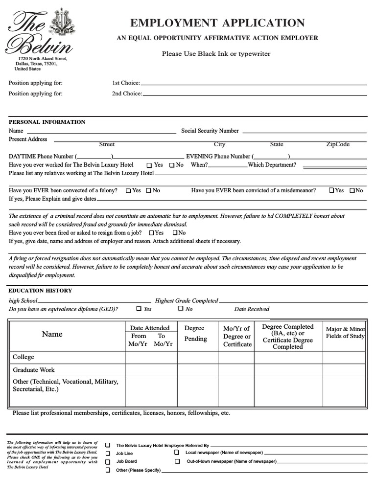 Job Application Form And Interview Form Employment Salary