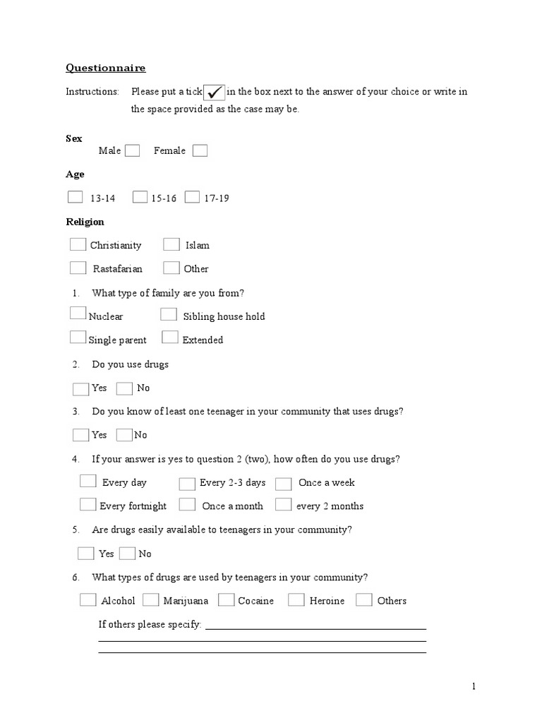 Social studies sba sample questionnaire 