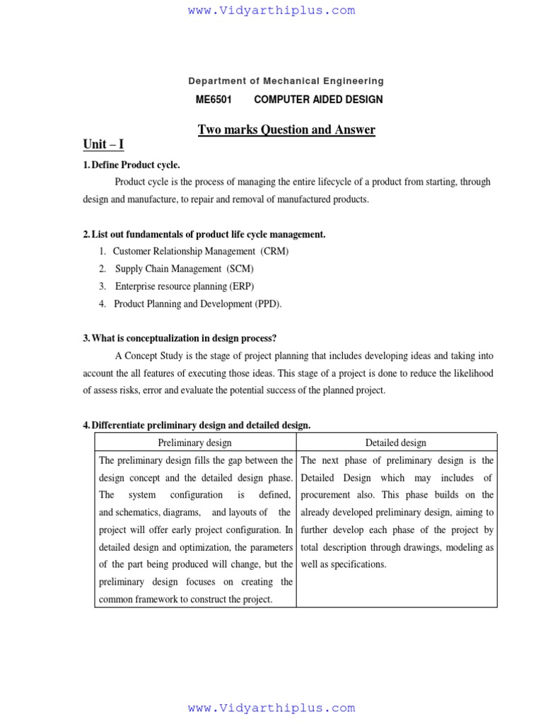 CAD 2 Marks With Answers PDF | PDF