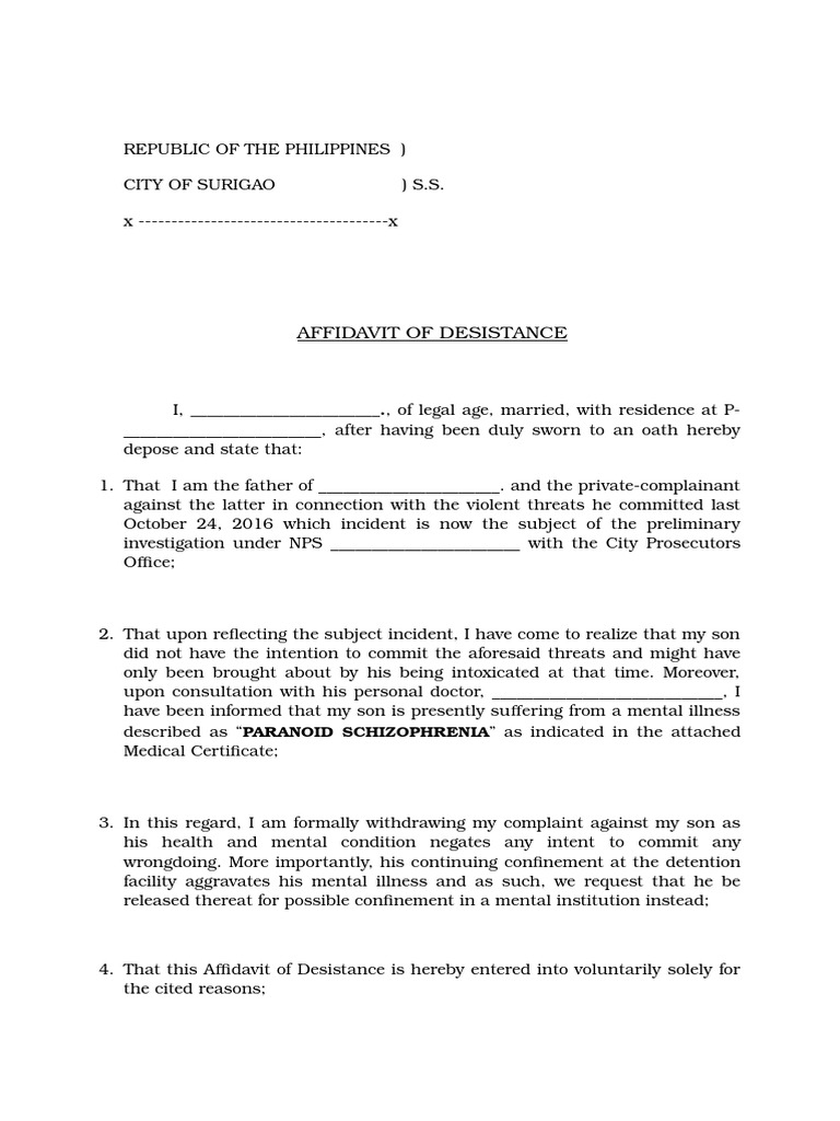 Affidavit of Desistance template docx