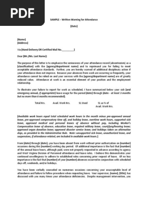 Written Warning - Attendance