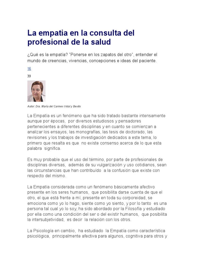 La Importancia De La Empatía En La Relación Médico Paciente Y Su