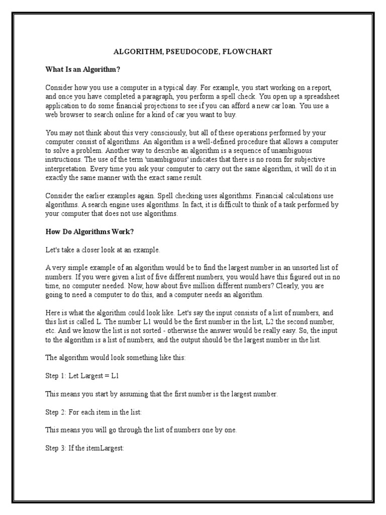 Algorithm, Pseudocode, Flowchart What Is An Algorithm? PDF Algorithms Programming Language