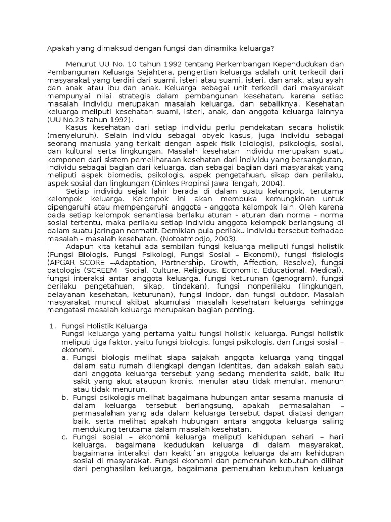 Apakah Yang Dimaksud Dengan Fungsi Dan Dinamika Keluarga