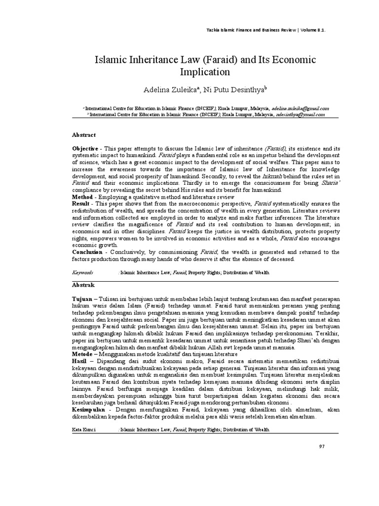 Economic Impact of Islamic Inheritance Law | PDF | Inheritance | Sharia