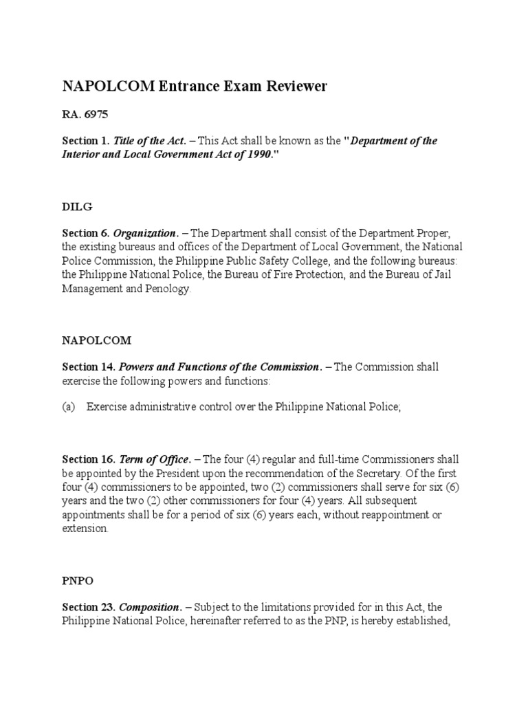 NAPOLCOM Structure and Functions Overview | PDF | Pardon | Inspector