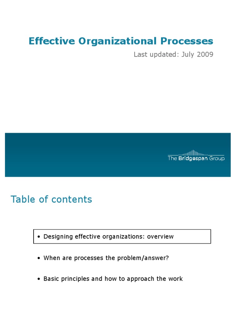Effective Organizational Processes 1 PDF | PDF