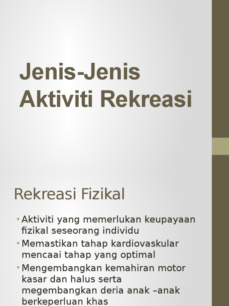 Jenis Jenis Aktiviti Rekreasi Pdf