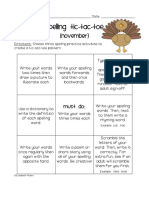 november spelling menu