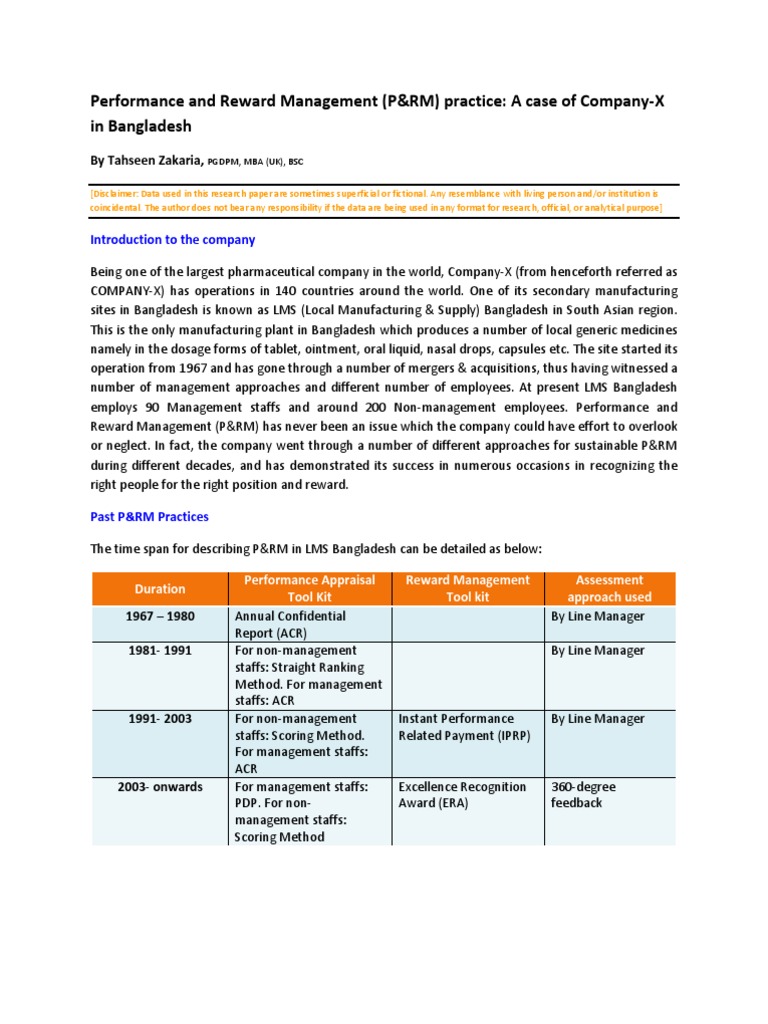 Company-X's Performance Management in Bangladesh | PDF | Performance ...